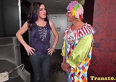 Beautiful tranny fucked by black clown