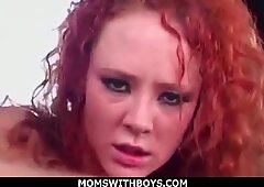 MomsWithBoys - Young Redhead Mama Swallows Cocks For A Living