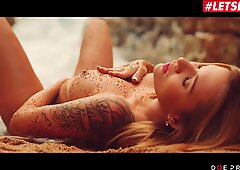 Letsdoeit - hot checas estrela porno Anjo Piaff se masturba pela praia e chupadas seu namorado