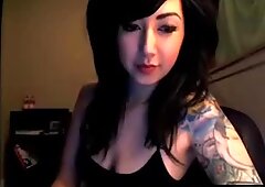 Petite Tattooed Brunette Showing Pussy On Cam