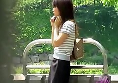 Wild falda sharking vid en un parque público de japonesas