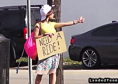 Teen hitchhiker fucks huge dick outdoor POV