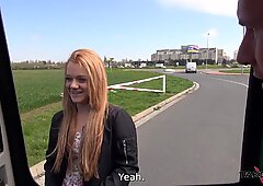 Stupid redhead trust dude in van who only fuck her &amp_ kick her out
