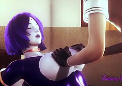 3D Hentai - Raven boobjob and fingering - Japanese manga anime porn
