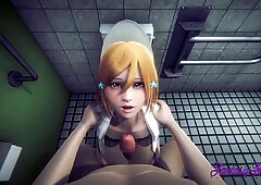 Bleach Hentai – Orihime im Klo, Tittenjob und gefickt – Anime, Manga, japanischer Cartoon, 3D-Porno