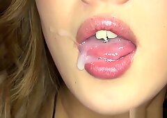 Aika sexy model with a tongue ring giving head